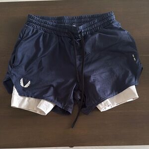 Navy Blue Athletic Shorts with White Lining